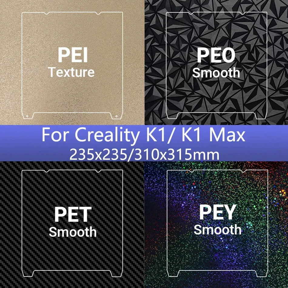 Color: GRAY, Size: 2.25mm - K1C 235x235 Bed 310x315 Build Plate For Creality K1 Max K1 Pei Plate Ender 3 S1 Spring Steel Magnetic Pei Sheet Pey Build Plate