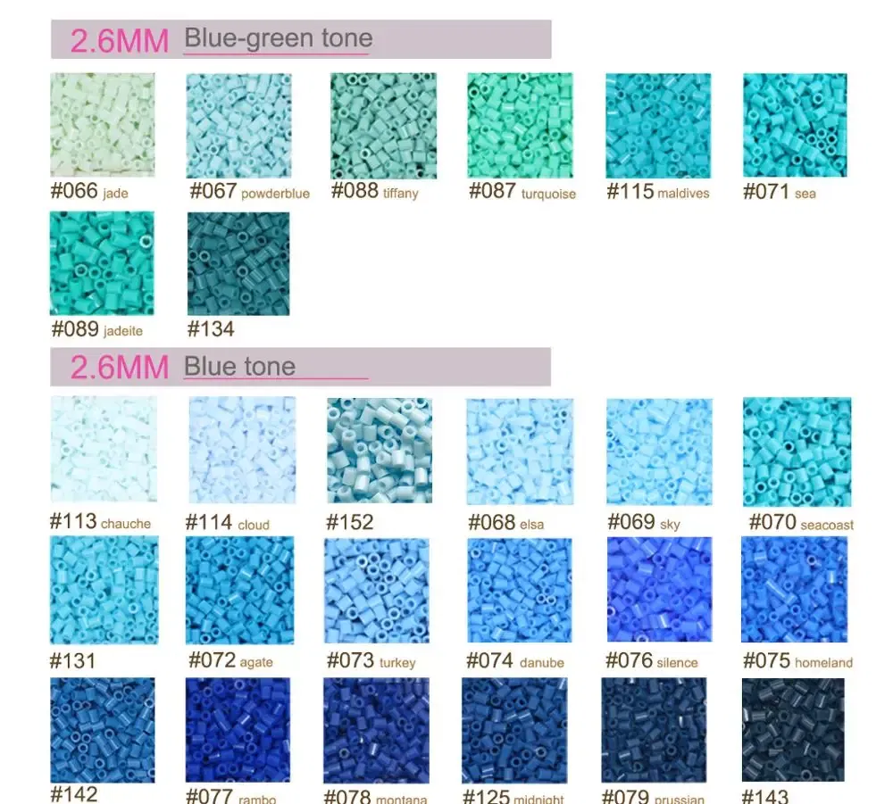 Color: Pinkish Grey - 2.6mm Mini Beads 1000PCS Fuse Beads for Kids Gift Hama Beads Diy Puzzles Iron Beads High Quality