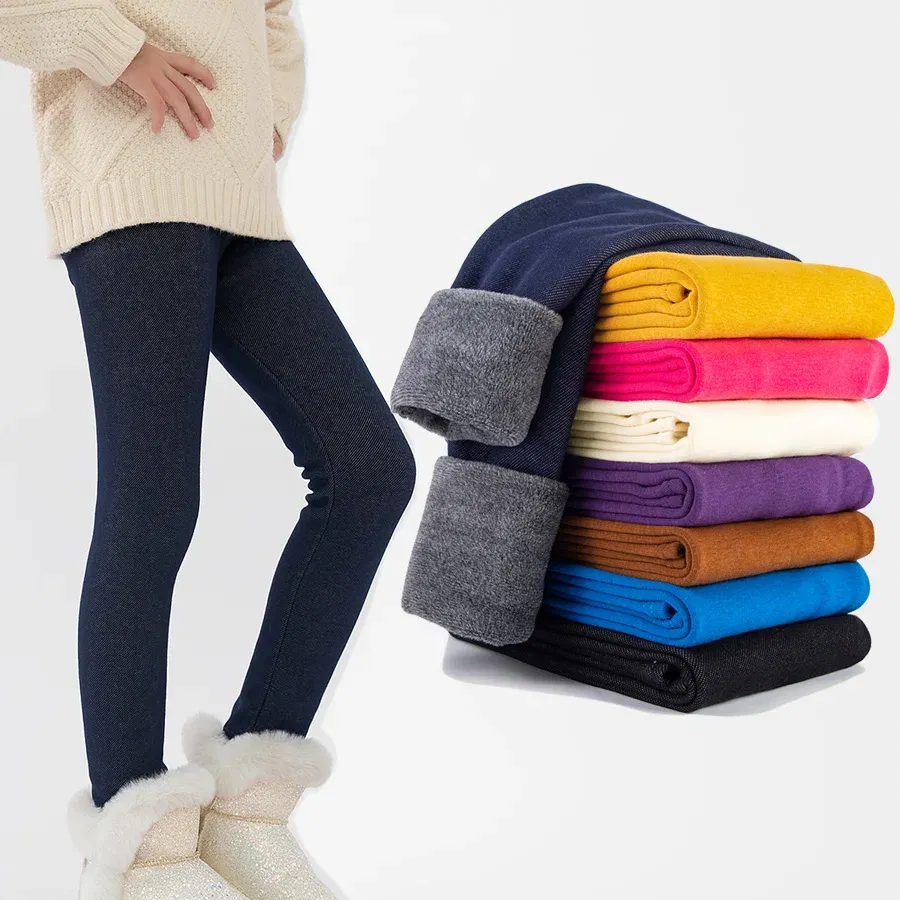 Color: Beige, Size: 92, Ships From: CHINA - SheeCute Girls Winter Warm Pants Kids Fleece Lined Leggings for 3-11 Years SCW7101