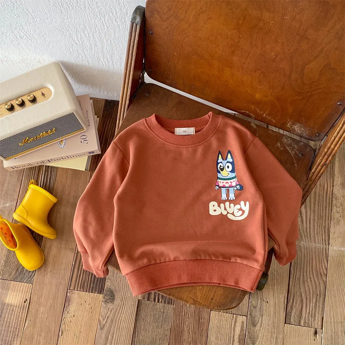 Color: black, Kid Size: 6M - Fashion Cartoon Printed Children Hoodies Crewneck Baby Boys Girls Long Sleeve Tops Loose Disney Kids Clothing Autumn Sweatshirts