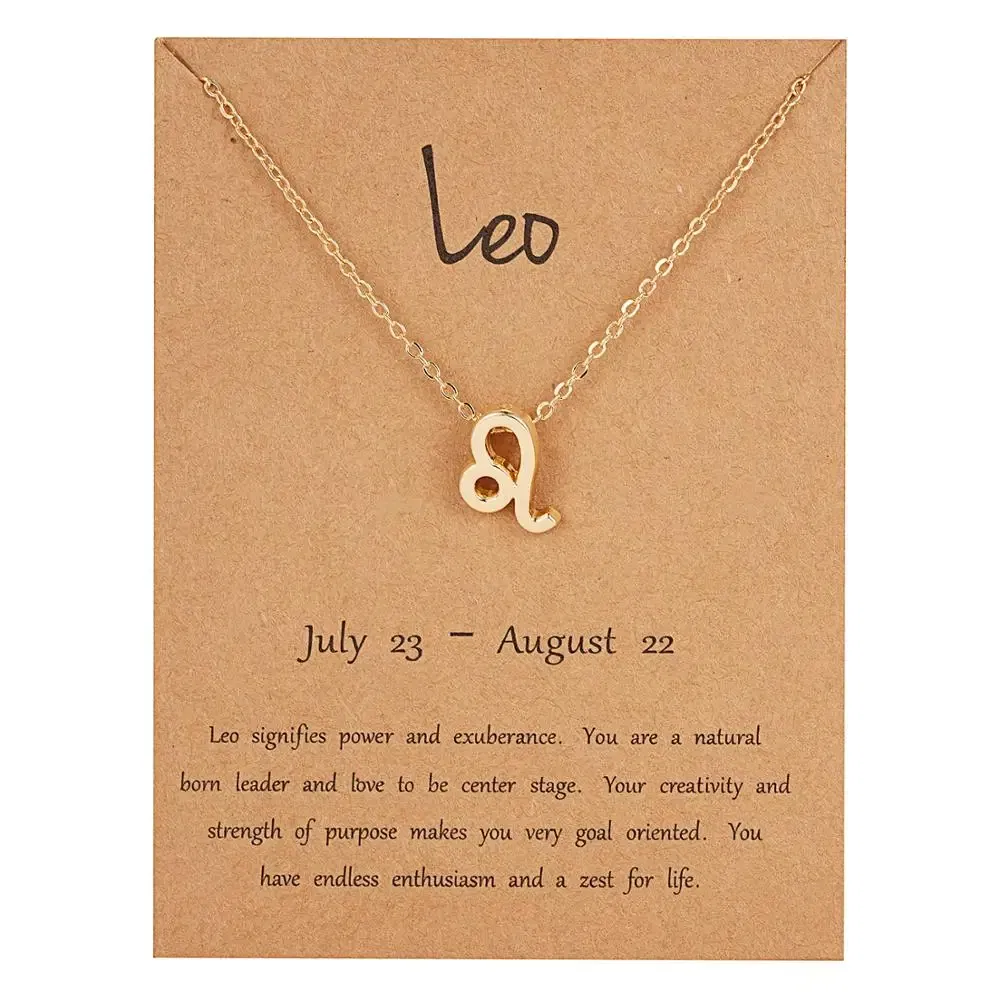 Metal Color: Light Yellow Gold Color - 12 Constellation Pendant Necklaces Jewelry Choker Necklace Zodiac Sign Charm Necklace Birthday Gifts Aquarius Pisces Leo Virgo