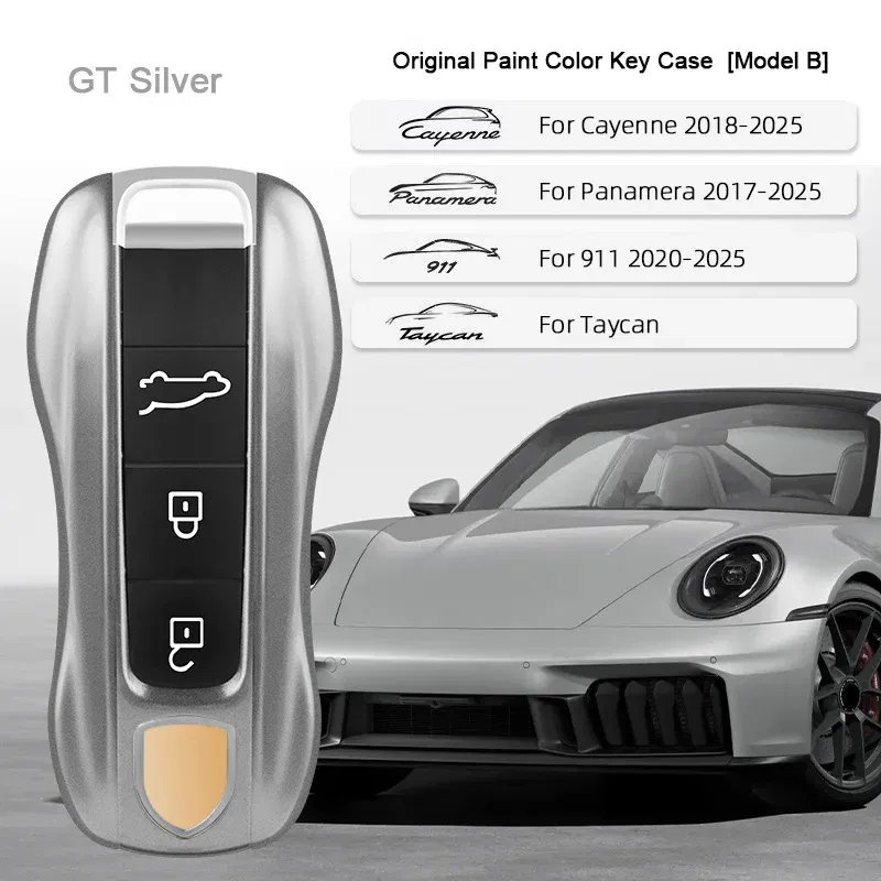 Color Name: Pink - For Porsche Cayenne 9ya 9yb Panamera 971 911 Targe Taycan Macan 95b Cayman 718 Boxster 2014-2025 Car Remote Smart Key Case Cover