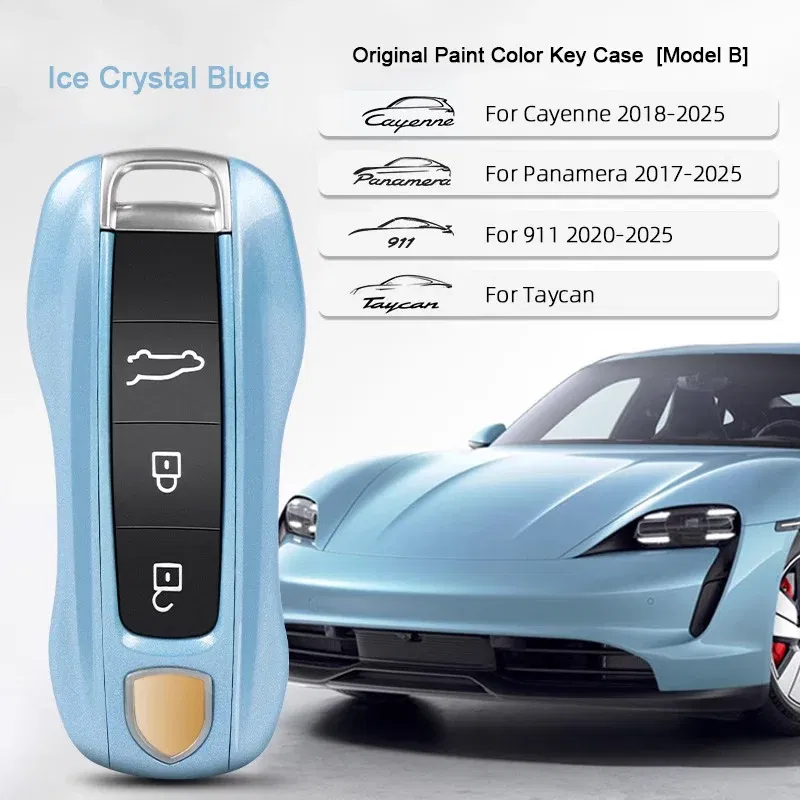 Color Name: Pink - For Porsche Cayenne 9ya 9yb Panamera 971 911 Targe Taycan Macan 95b Cayman 718 Boxster 2014-2025 Car Remote Smart Key Case Cover
