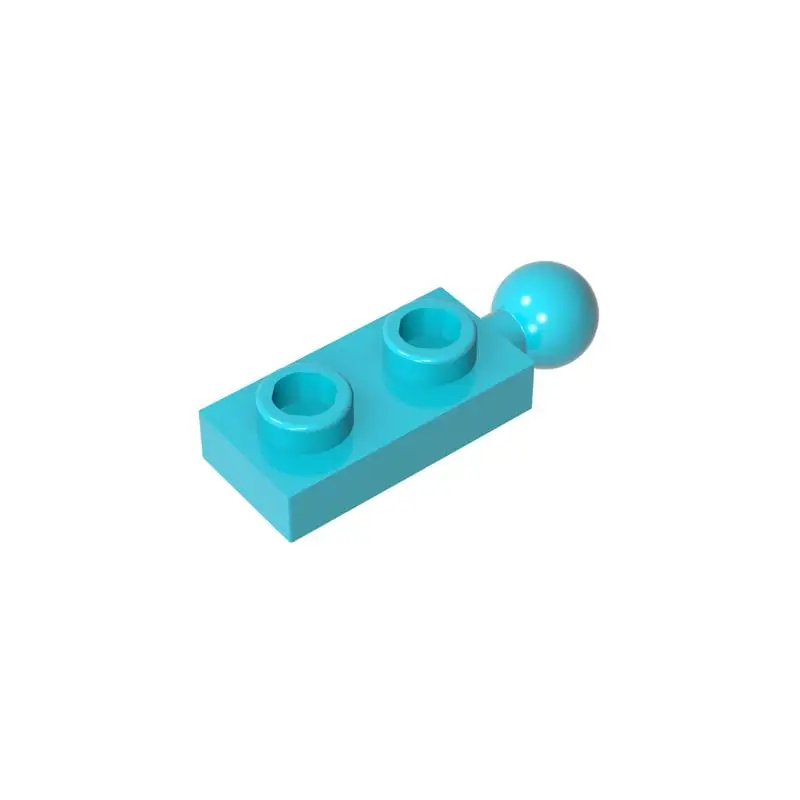 Color: Light  Blue - Gobricks MOC Compatible Assembles Particles 22890 Plate Modified 1 x 2 with End Towball Building Blocks DIY High-Tech Spare Toys