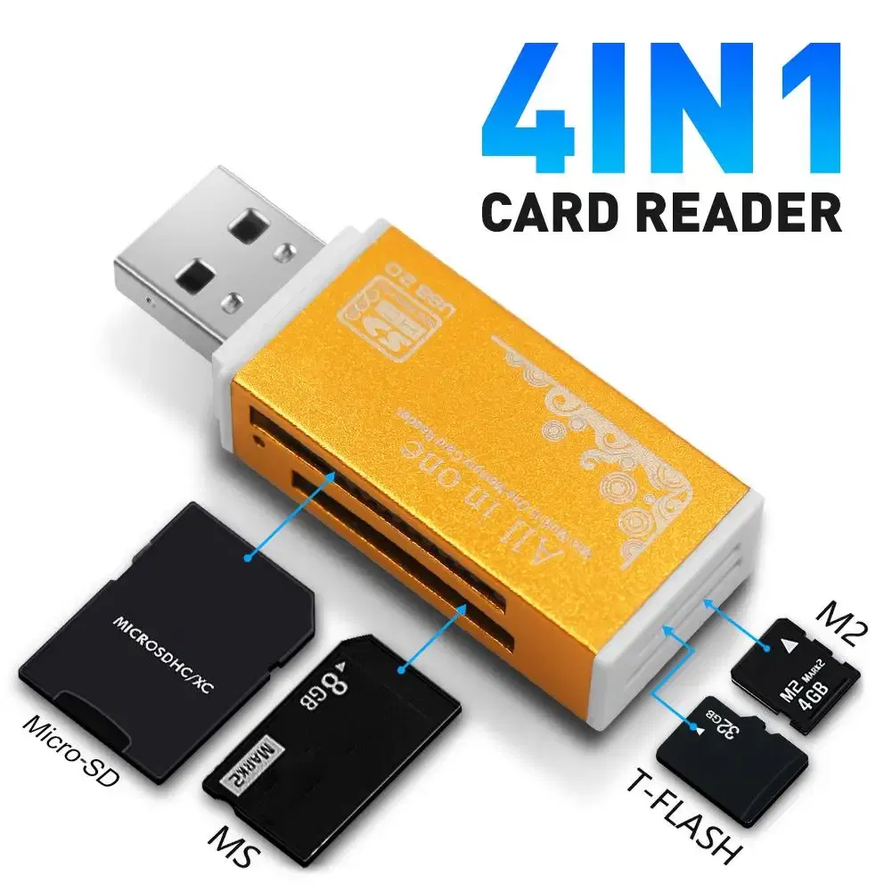 Color: Blue - Multifunctional USB 2.0 Micro-SD/TF/CT/MS/SDHC/MMC Memory Card Reader Adapter