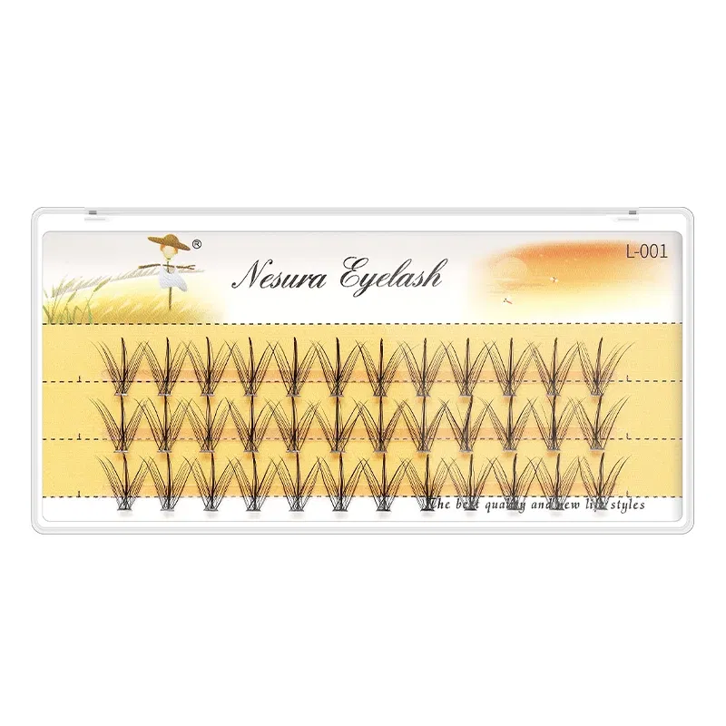 Length: 11mm - Grafting World Sunflower False Eyelashes Natural Simulation Fairy Sandwich Single Cluster Self-Adhesive Eyelashes
