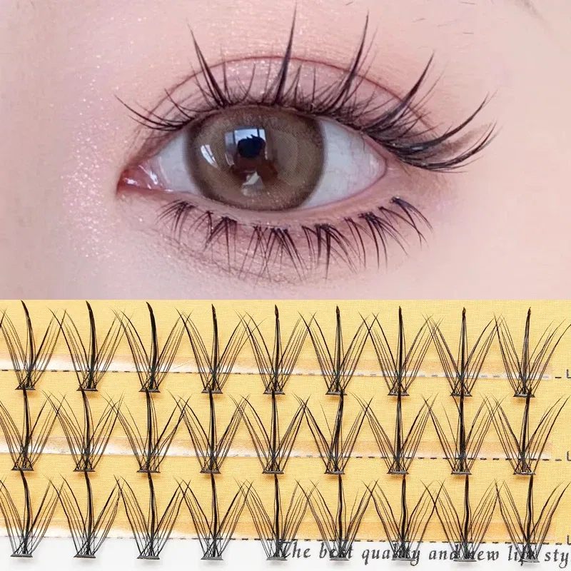 Length: 11mm - Grafting World Sunflower False Eyelashes Natural Simulation Fairy Sandwich Single Cluster Self-Adhesive Eyelashes