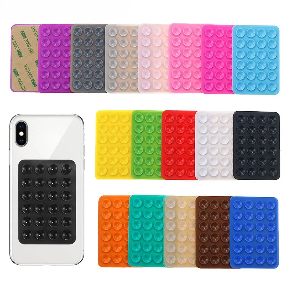 Color: light yellow - Silicone World Square Silicone Mobile Phone Fixing Suction Cup Car Mounted Bracket Phone Case Universal Anti Slip Suction Cup