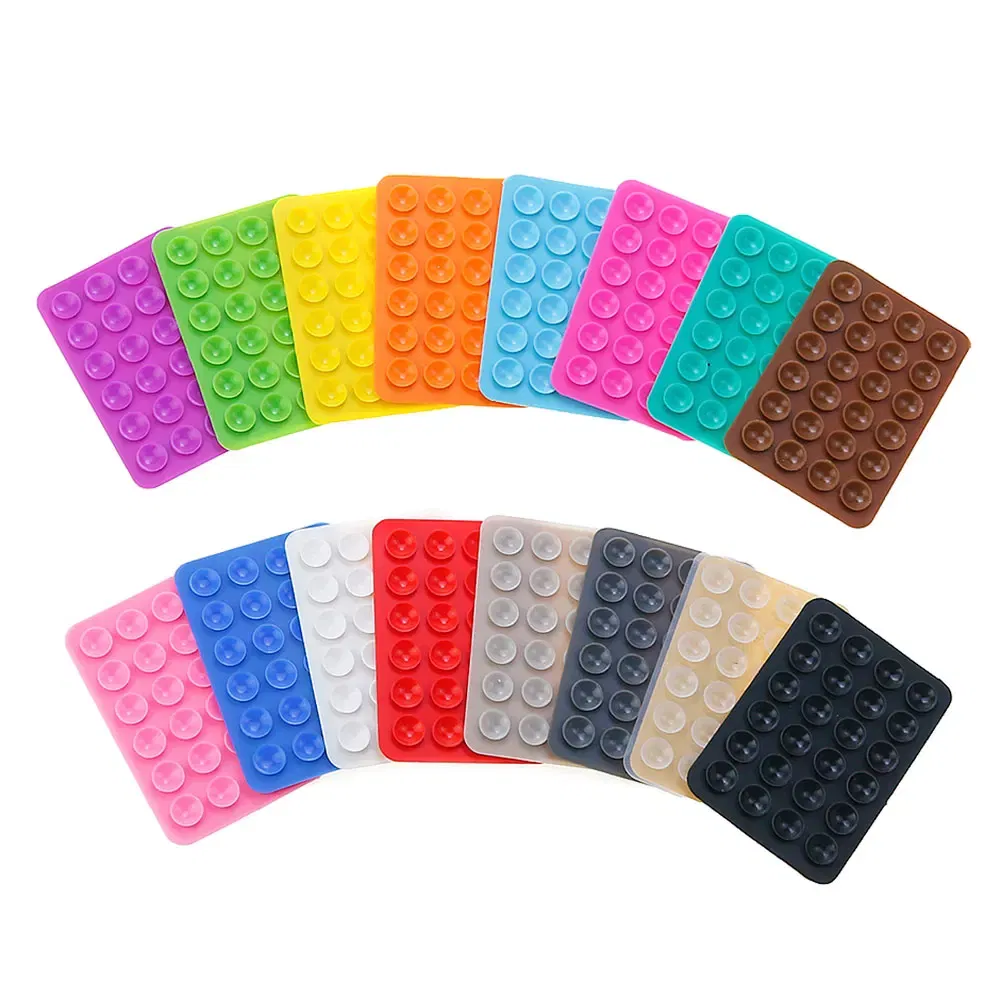 Color: light yellow - Silicone World Square Silicone Mobile Phone Fixing Suction Cup Car Mounted Bracket Phone Case Universal Anti Slip Suction Cup