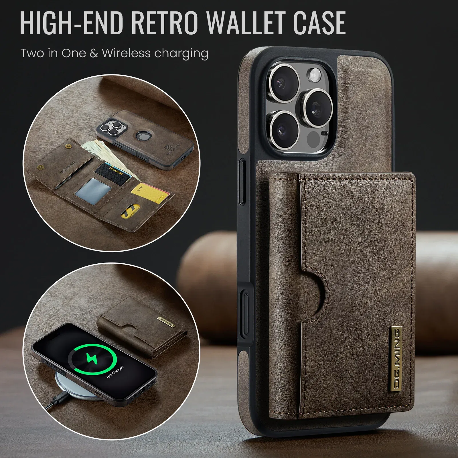 Color: Blue, Material: Denim - Detachable 2 IN 1 Magnetic For Magsafe Leather Case For iPhone 16 Pro Max 15 12 13 11 14 Plus 16e Flip Wallet Card Holder Cover