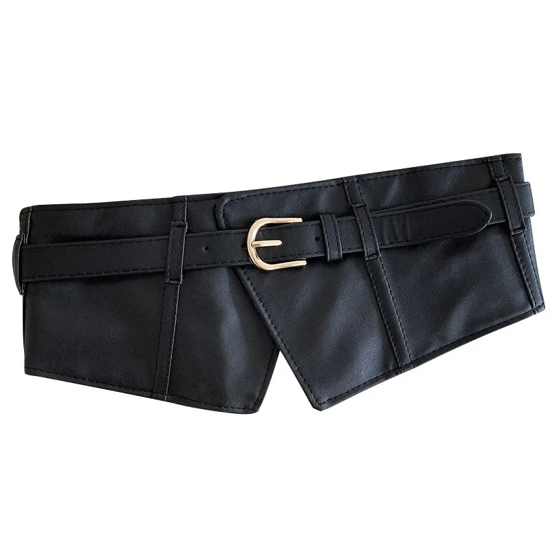 Color: black - Belt women fashion with dress overcoat design elastic elastic elastic belt black niche with wide version of the belt
