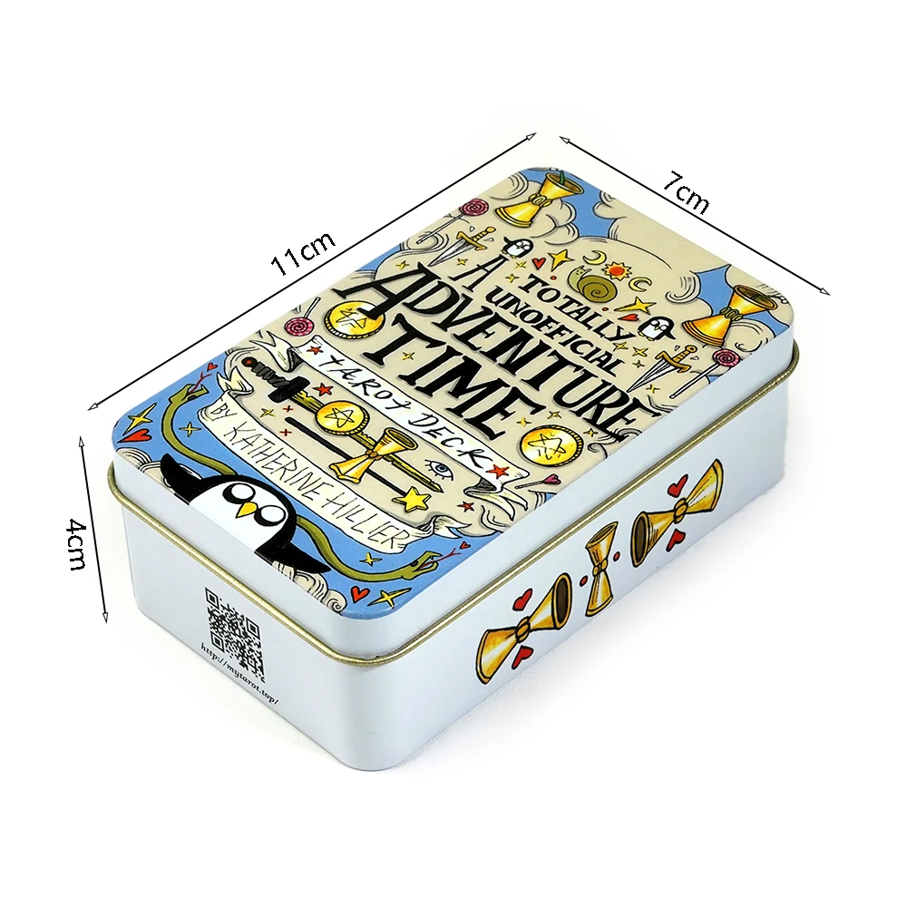 Color: Silver - Adventures time Tarot 78pcs Cards in a Tin Metal Box Gold plated Edge Tarot Cards For Divination Tarot Deck Beautiful Package