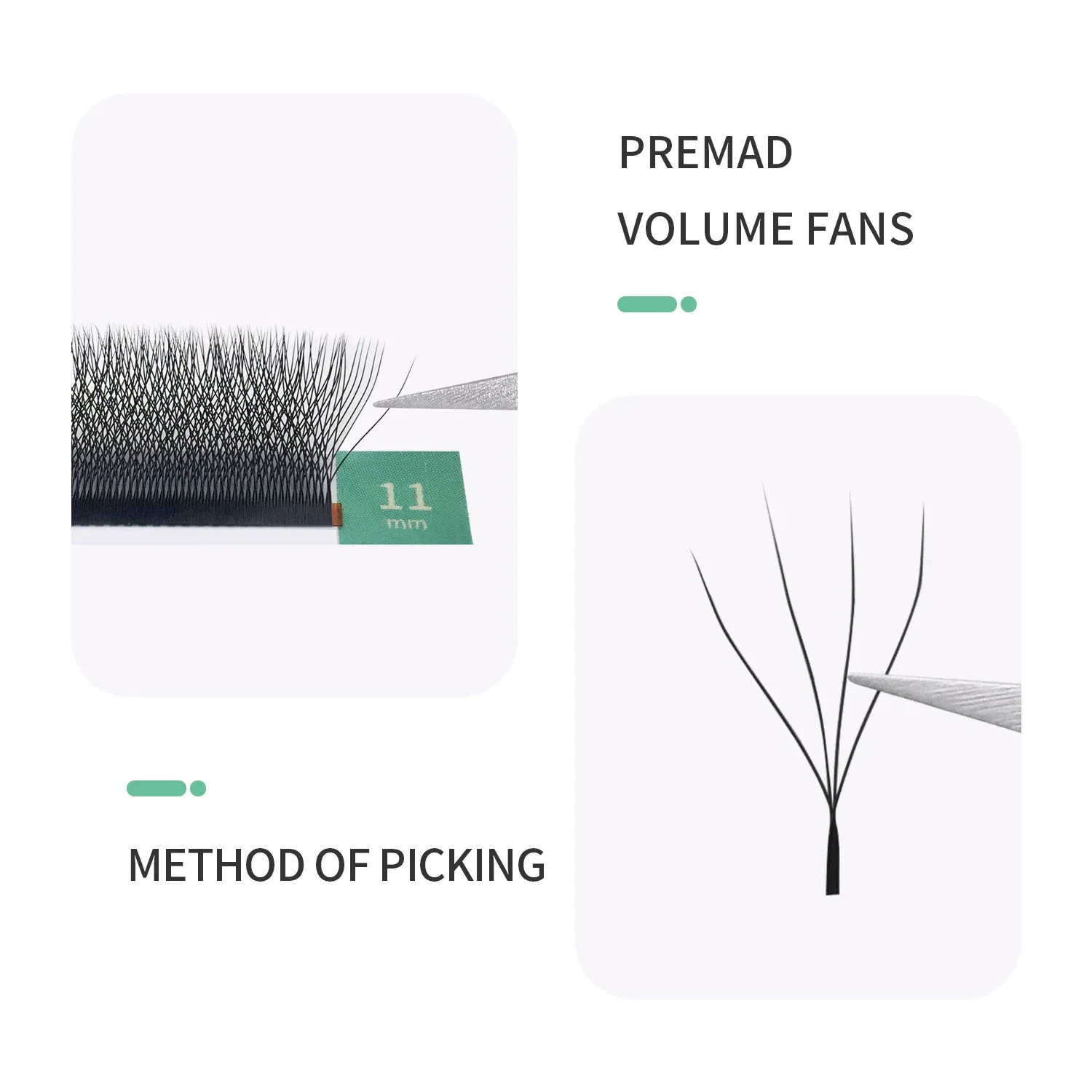 Color: Brushed Chrome, Curl: LU, Thickness: 0.07mm, Length: 9mm - GLAMLASH 4D - W Shaped Eyelash Extension Automatic Flowering W Fake Lashes 0.07mm C/D/L/LU Curl Individual