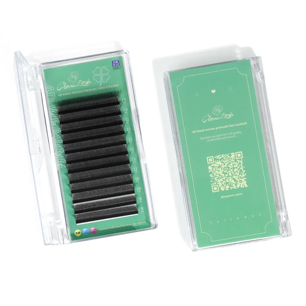 Color: Brushed Chrome, Curl: LU, Thickness: 0.07mm, Length: 9mm - GLAMLASH 4D - W Shaped Eyelash Extension Automatic Flowering W Fake Lashes 0.07mm C/D/L/LU Curl Individual