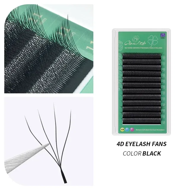 Color: Brushed Chrome, Curl: LU, Thickness: 0.07mm, Length: 9mm - GLAMLASH 4D - W Shaped Eyelash Extension Automatic Flowering W Fake Lashes 0.07mm C/D/L/LU Curl Individual