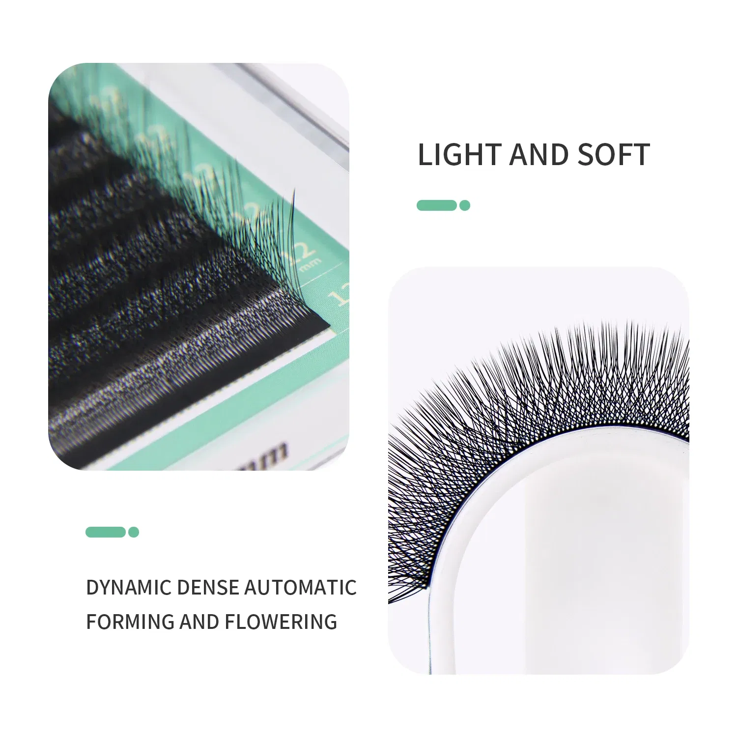 Color: Brushed Chrome, Curl: LU, Thickness: 0.07mm, Length: 9mm - GLAMLASH 4D - W Shaped Eyelash Extension Automatic Flowering W Fake Lashes 0.07mm C/D/L/LU Curl Individual