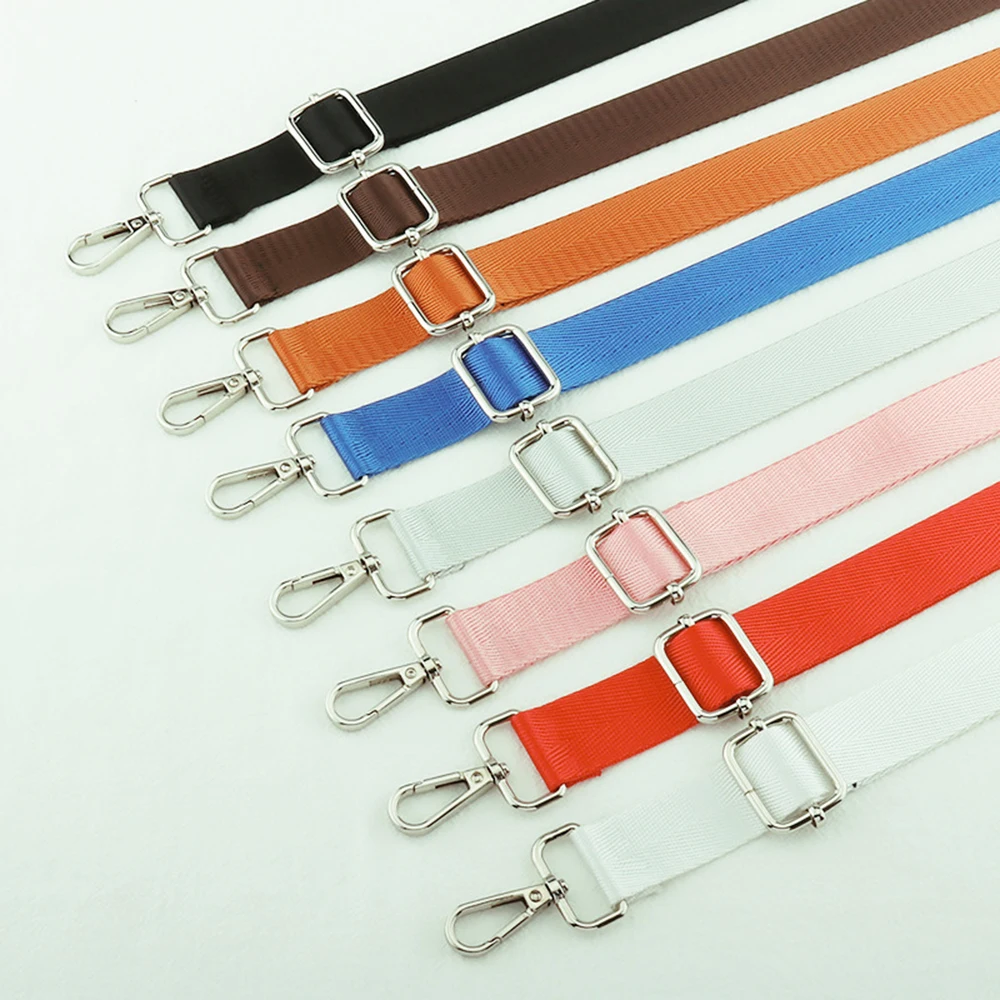 Color: Red - Shoulder Bag Strap Fashion Wide Replacement Strap For Bags Nylon Woman Messenger Bag Accessories Silver Metal Buckle Bag Straps