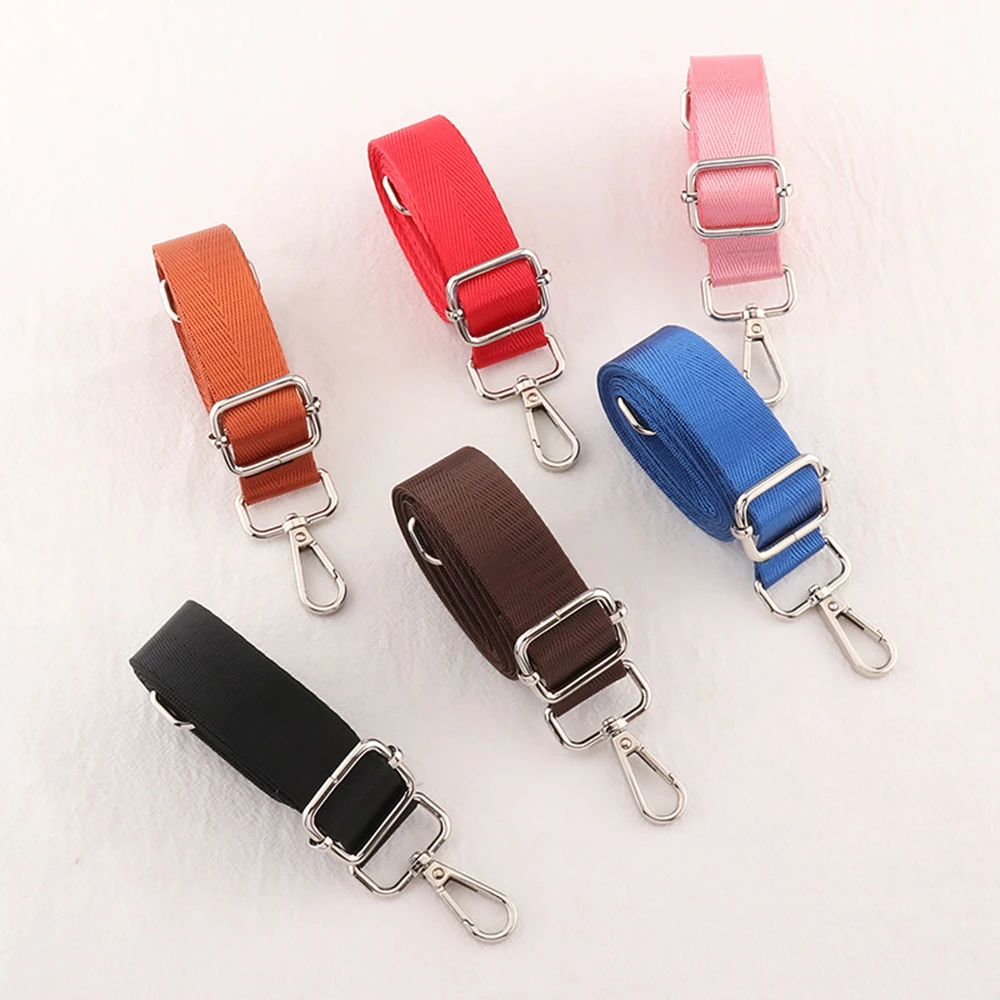 Color: Red - Shoulder Bag Strap Fashion Wide Replacement Strap For Bags Nylon Woman Messenger Bag Accessories Silver Metal Buckle Bag Straps
