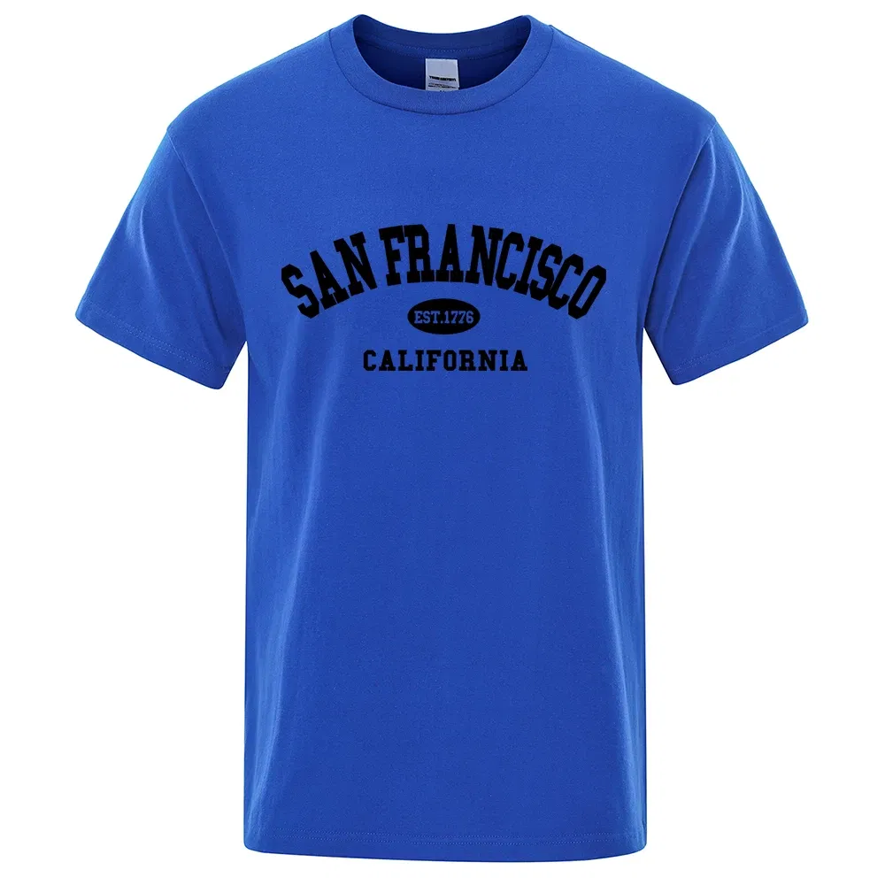 Color: black, Size: S - Sanfrancisco Est.1776 California Letter T-Shirts Men Fashion Oversized Tops Summer Tshirt Loose Designer Luxury Tee Clothing