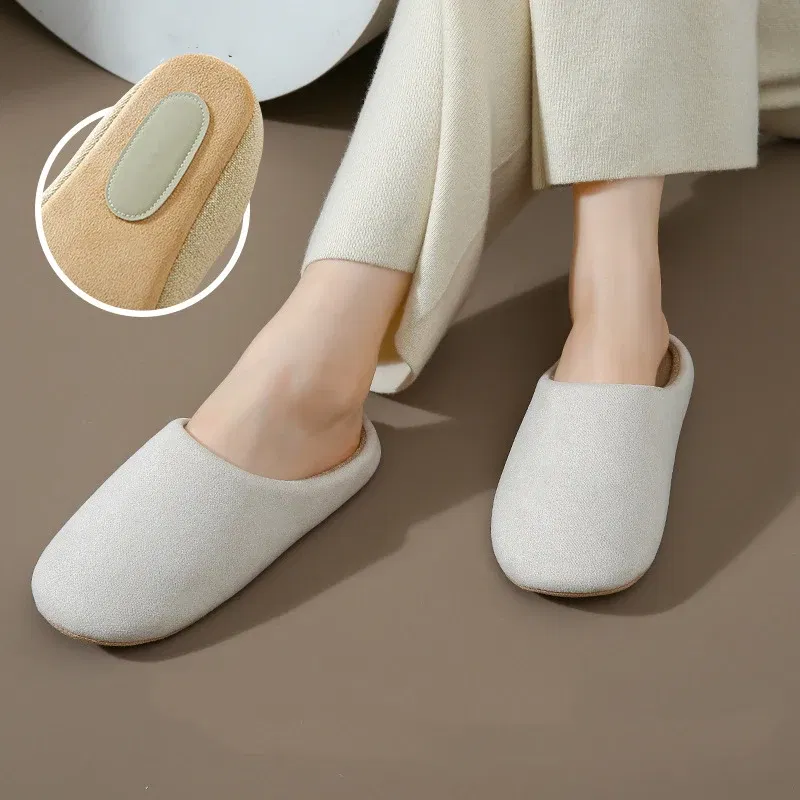 Color: Beige, Shoe Size: 44-45, Ships From: CHINA - Asgard Women Warm House Slippers Winter 2024 New Silent Flat Bedroom Slides Indoor Cozy Fur Women Cotton Shoes Men Fuzzy Slipper