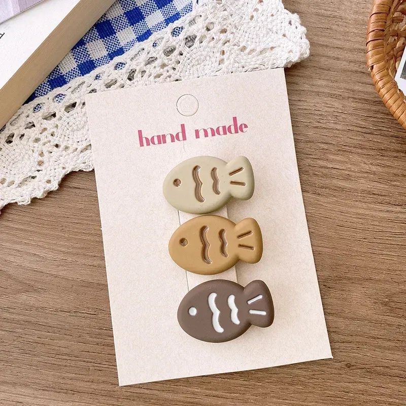 Color: Black - 3pcs Cute Cartoon Small Fish Hairpins Children Korean Style Sweet Y2k Girls Colorful Mini Hair Clips Hair Accessories Wholesale