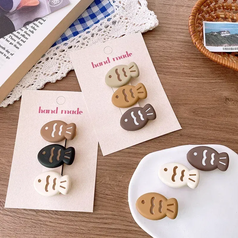 Color: Black - 3pcs Cute Cartoon Small Fish Hairpins Children Korean Style Sweet Y2k Girls Colorful Mini Hair Clips Hair Accessories Wholesale