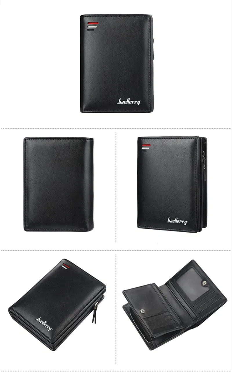 Color: black - 2025 New Wallet Short Wallet Hot Sale Retro Multi-card Short Wallet Multifunctional PU Waterproof Wallet Coin Clip Wallet