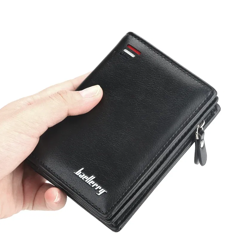 Color: black - 2025 New Wallet Short Wallet Hot Sale Retro Multi-card Short Wallet Multifunctional PU Waterproof Wallet Coin Clip Wallet