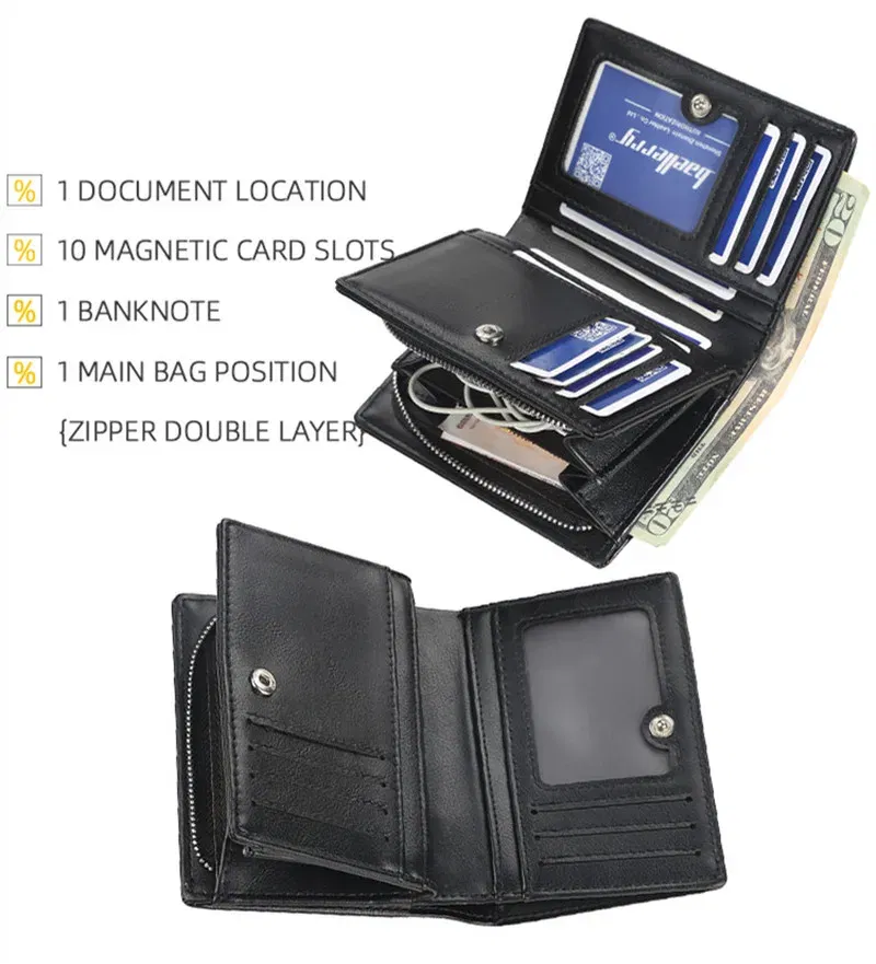 Color: black - 2025 New Wallet Short Wallet Hot Sale Retro Multi-card Short Wallet Multifunctional PU Waterproof Wallet Coin Clip Wallet