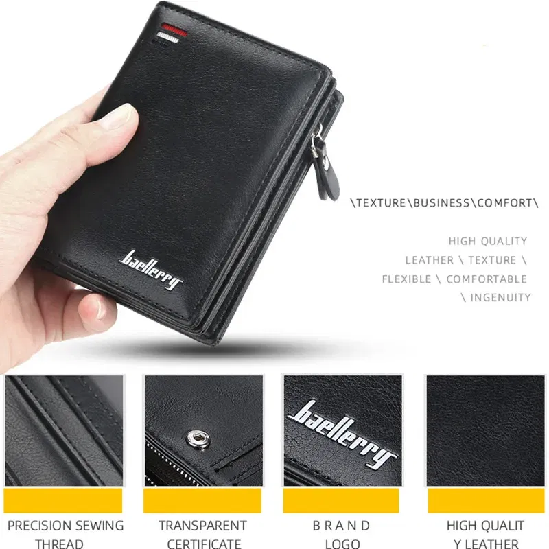 Color: black - 2025 New Wallet Short Wallet Hot Sale Retro Multi-card Short Wallet Multifunctional PU Waterproof Wallet Coin Clip Wallet