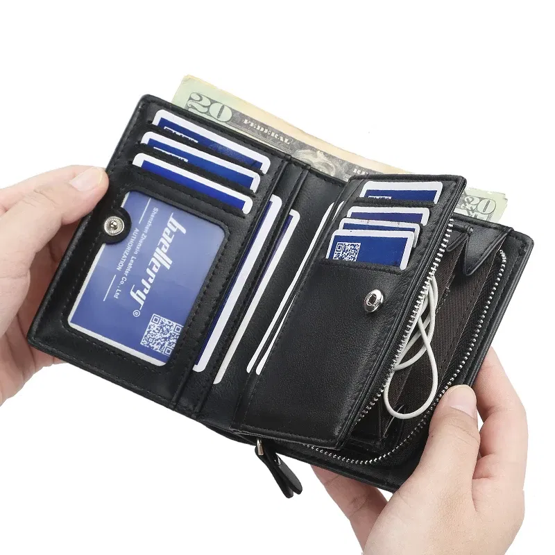 Color: black - 2025 New Wallet Short Wallet Hot Sale Retro Multi-card Short Wallet Multifunctional PU Waterproof Wallet Coin Clip Wallet