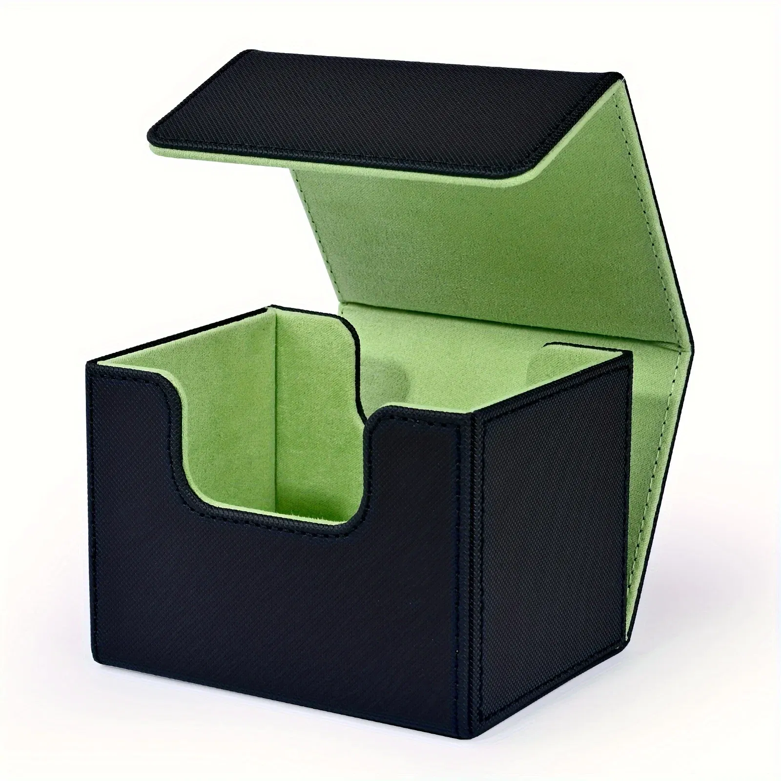 Color: army green - Card Deck Box , Card Storage Box Fits 100 single  Sleeved Cards, PU Leather Strong Magnet Card Deck Case for TCG Cards