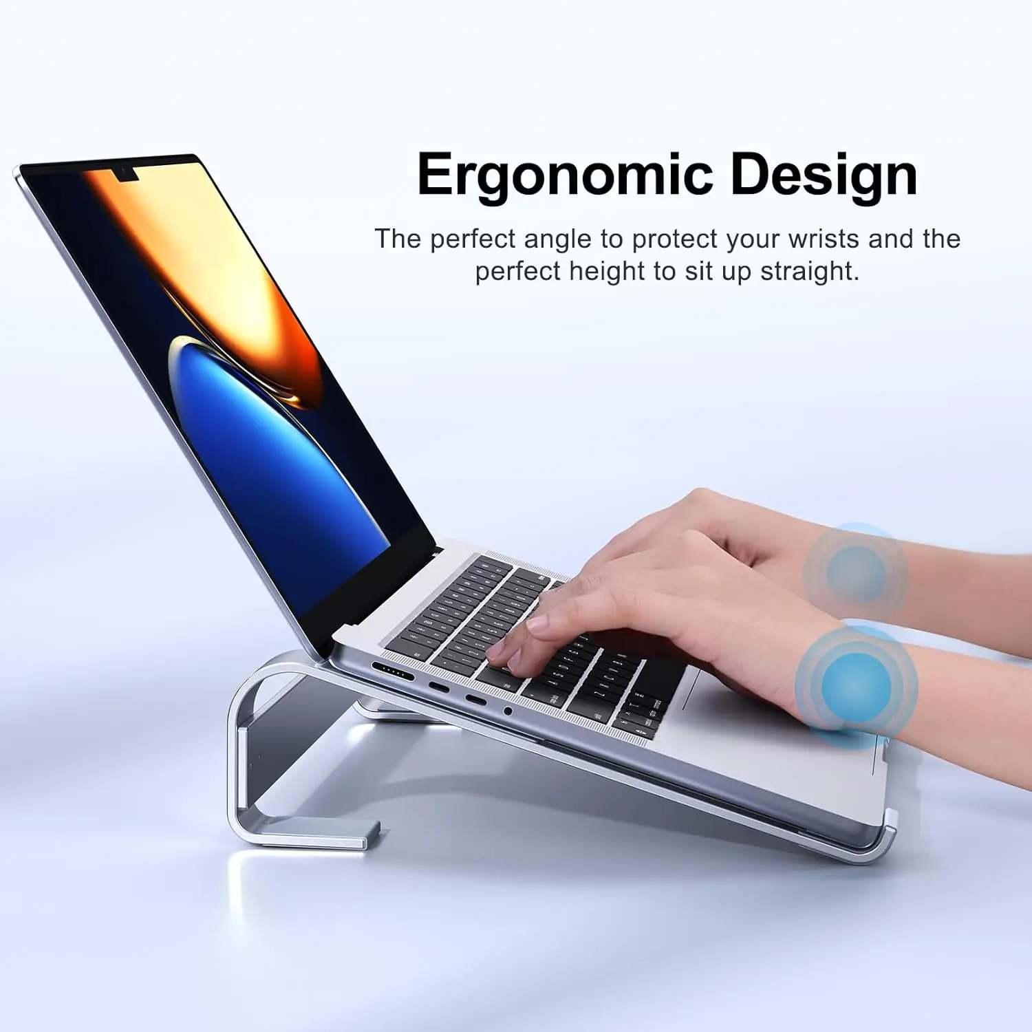 Color: Silver - Aluminum Laptop Cooling Stand Riser for Desk Macbook Pro Air Dell HP Lenovo Notebook Computer Holder Bracket Support Accessories