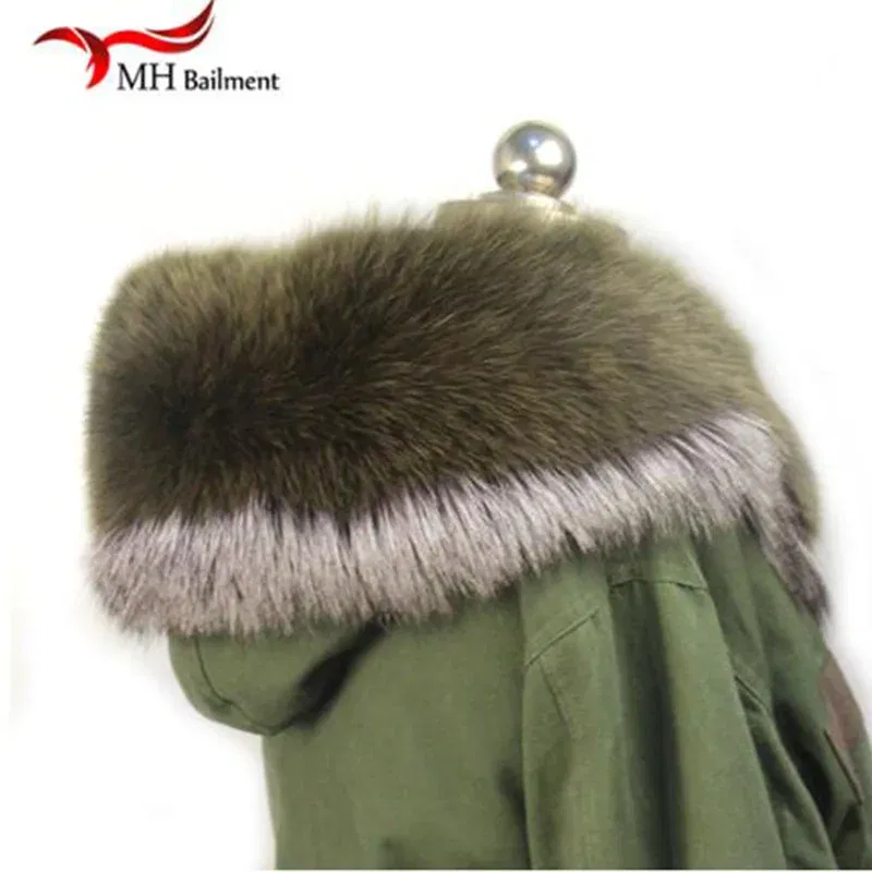 Color: green, Size: XXS - 100% Real Raccoon Fur Scarf Coat Collar Ladies Winter Luxury Authentic Raccoon Warm Neck Shawl Coat Collar Furry Shawl Women