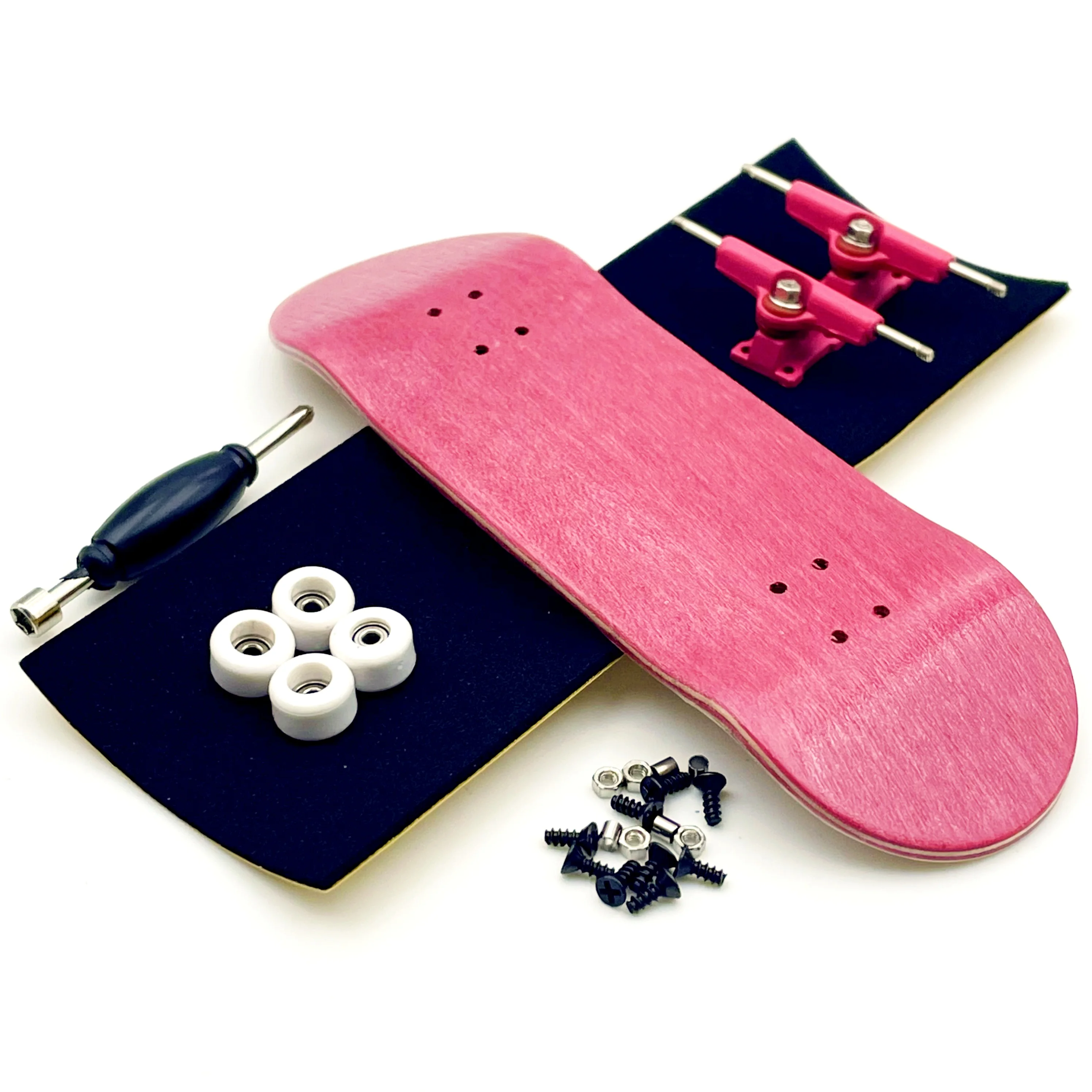 Color: GRAY - 32mm Fingerboard Set with Maple Wooden Deck Metal Trucks Bearing Wheels