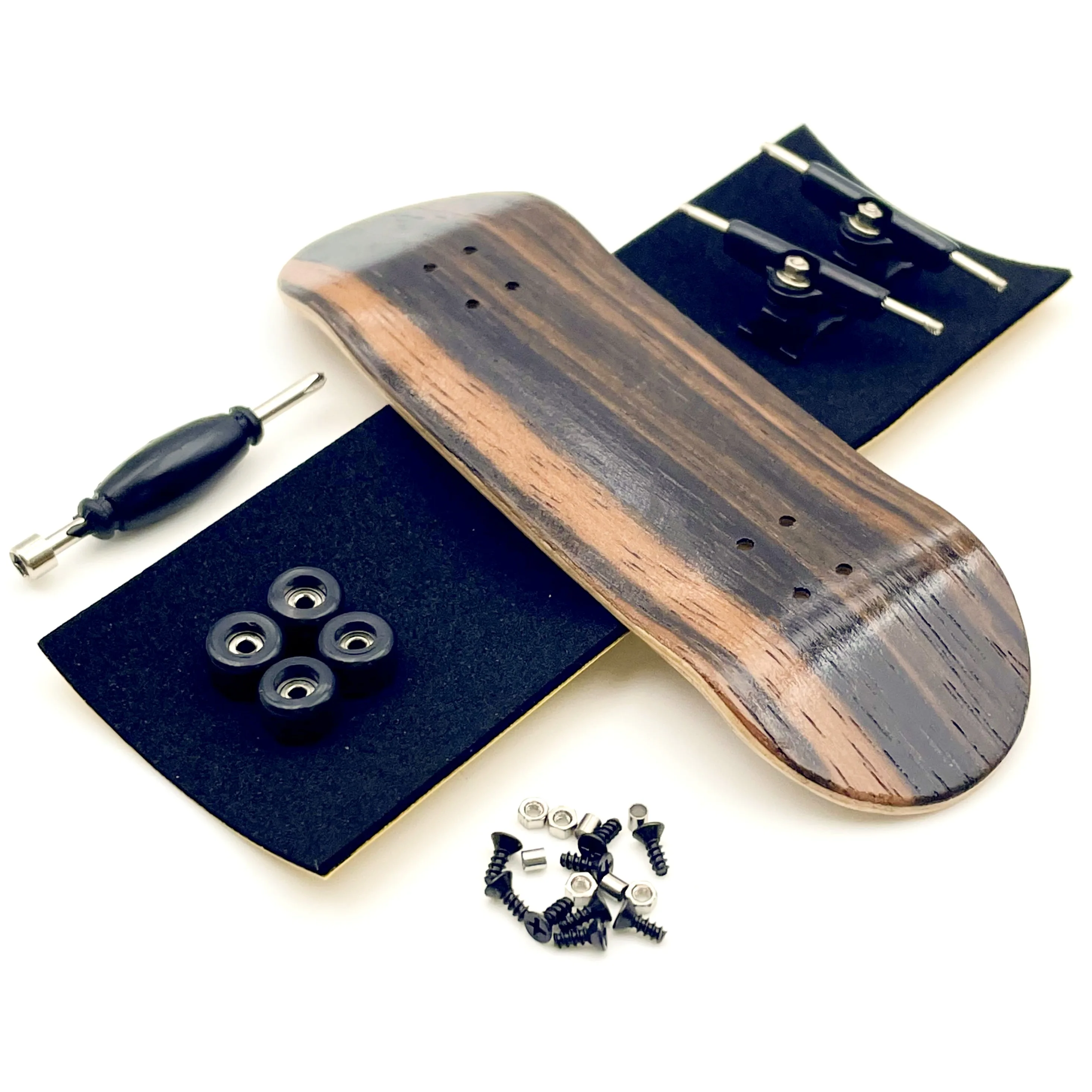 Color: GRAY - 32mm Fingerboard Set with Maple Wooden Deck Metal Trucks Bearing Wheels