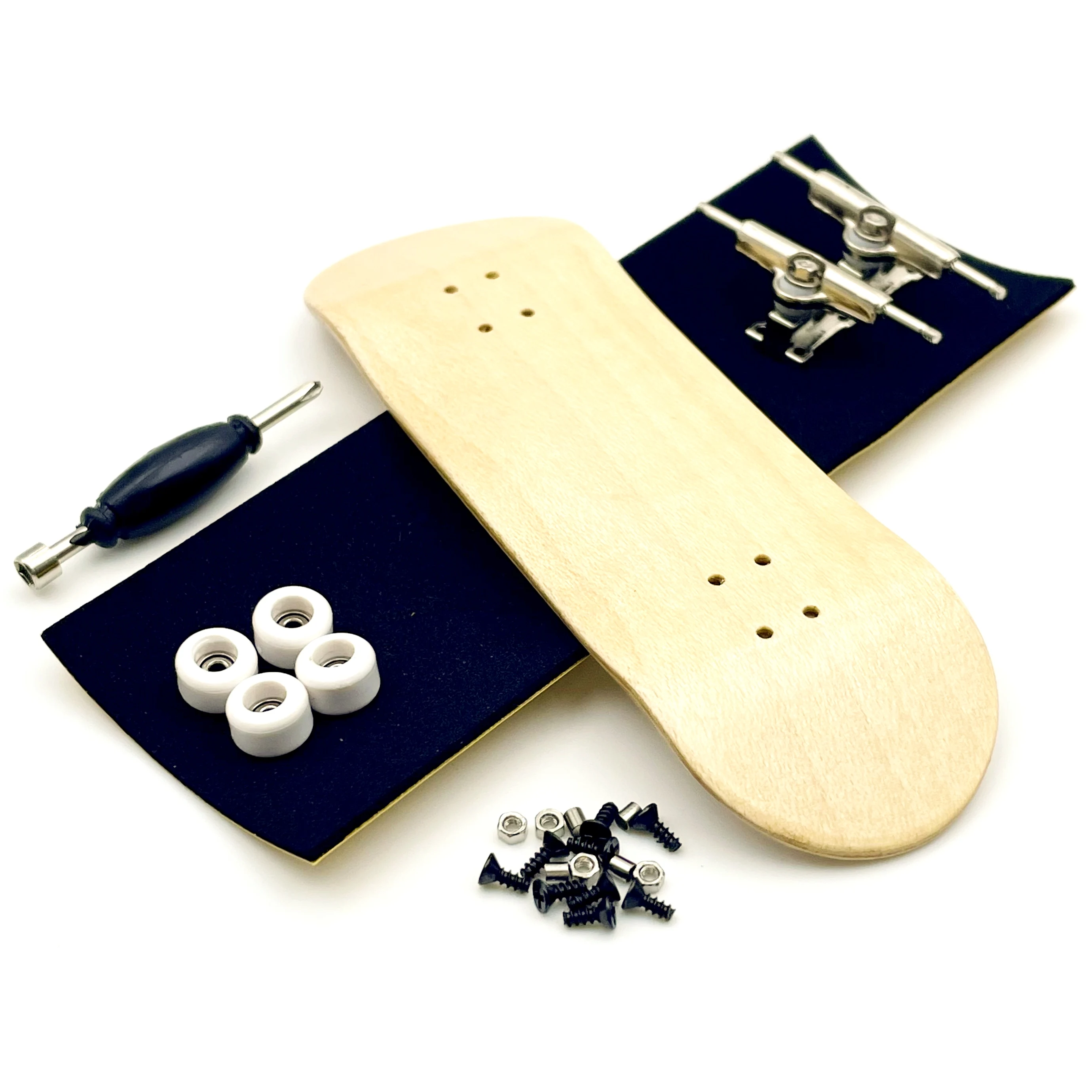 Color: GRAY - 32mm Fingerboard Set with Maple Wooden Deck Metal Trucks Bearing Wheels