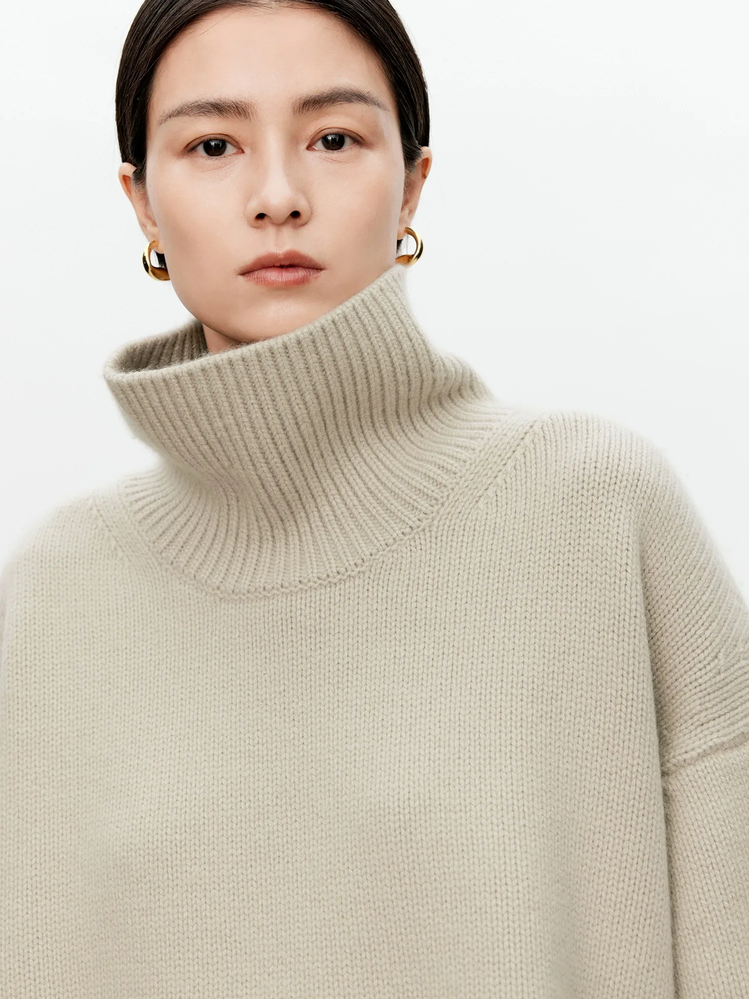 Color: green, Size: XXL, Ships From: CHINA - Turtleneck pure cashmere sweater female loose and thick languid lazy wind pullover sweater knitting base WOOL sweater