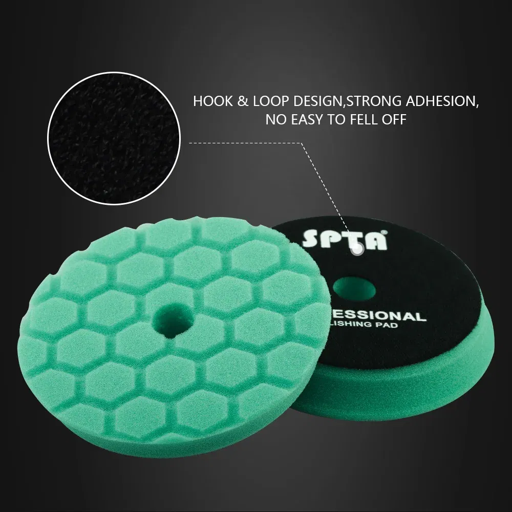 Color: Black, Material: Wave Sponge, Ships From: CN - (Bulk Sales) SPTA 3"(80mm)/5"(125mm)/6"(150mm) Hex-Logic Car Sponge Polishing Buffing Pads For DA/RO/GA Auto Buffer Polisher