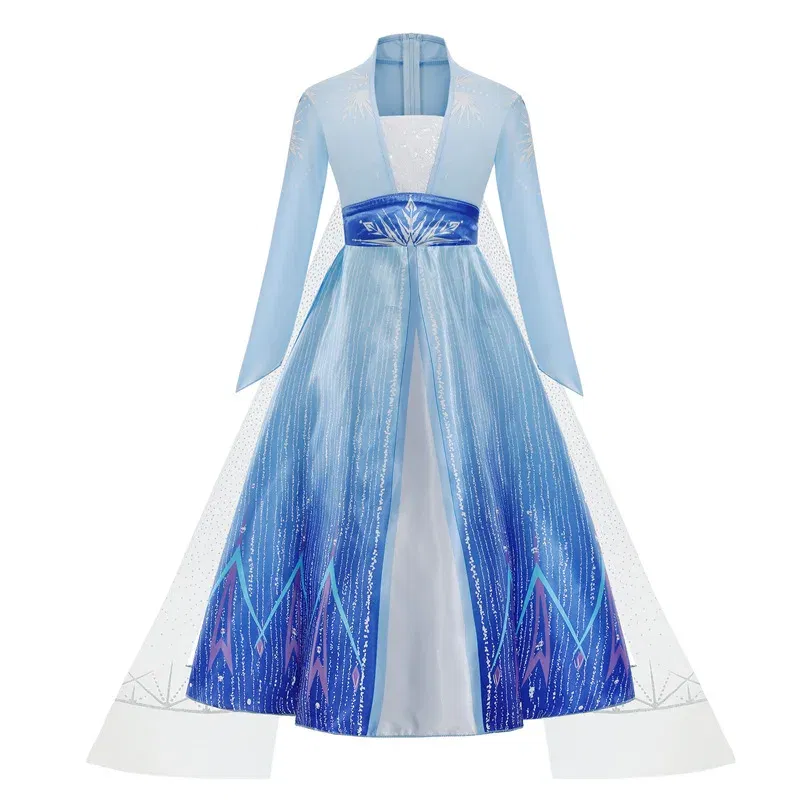 Kid Size: 5, Color: Orange - Disney Frozen Elsa Anna Princess Dresses Girls Mesh Sequin Dress Kids Cosplay Snow Queen Costumes Carnival Birthday Party Gowns