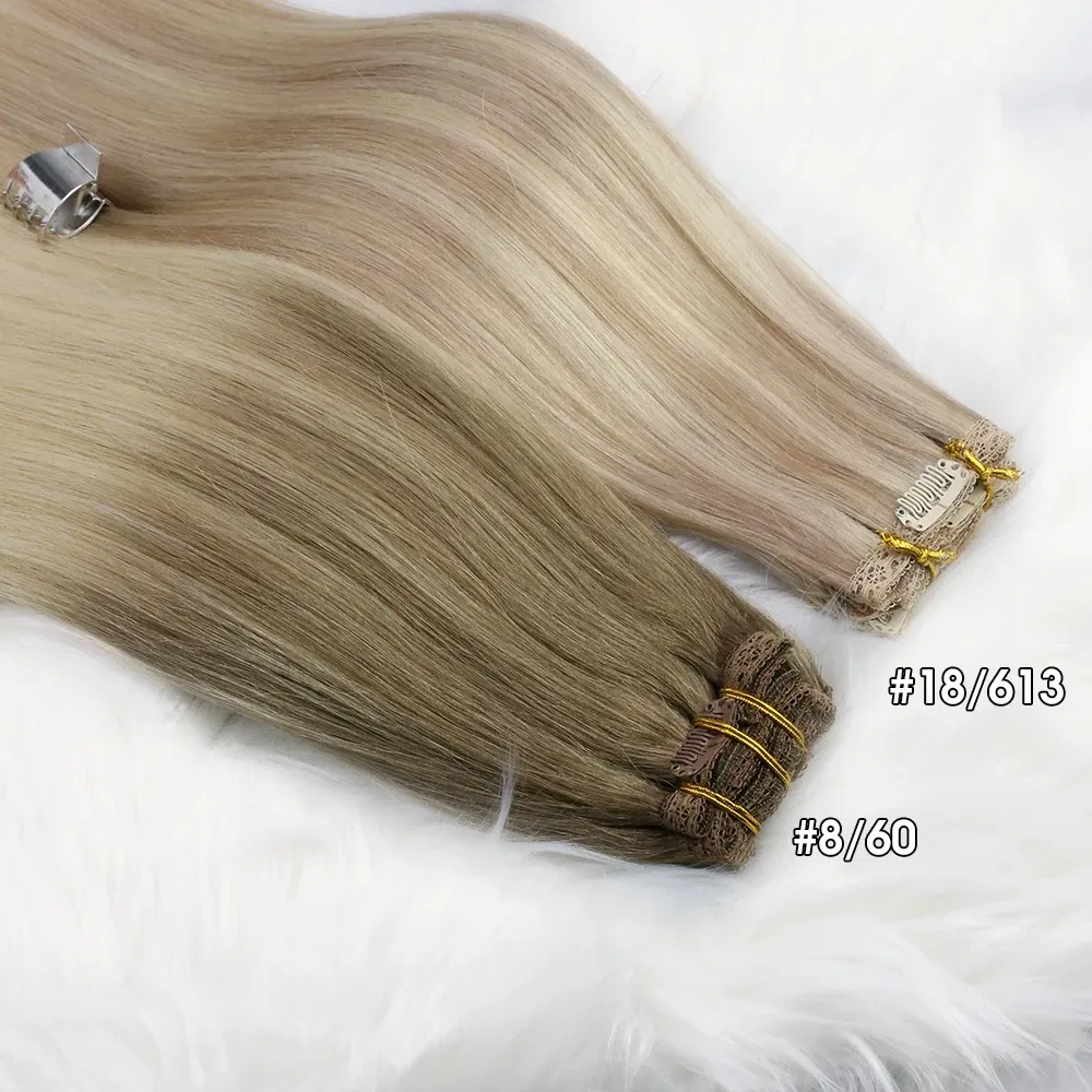 Color: T400/Burg, Length: 14 inches, Weight Per Package: 120g/Set - [16 Colors] Ugeat Clip in Hair Extensions Human Hair 14-22" Double Weft Remy Hair Full Head Clip in Extensions for Woman 7Pcs