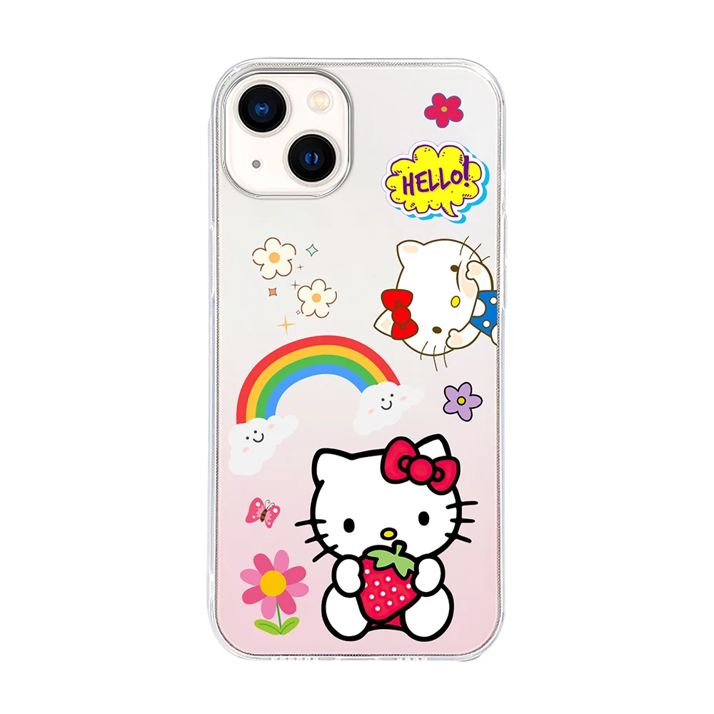 Color: black, Material: PP - Miniso Sanrio Collaboration Hello Kitty Phone Case For iPhone 15 14 13 11 12 16 Pro Max Plus X XR XS Girl Silicone Phone Case
