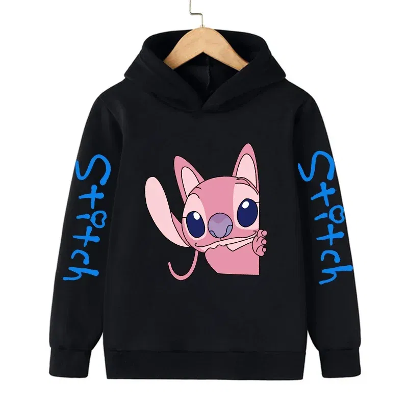 Color: Brown, Size: 12" - New in Cool Stitch Hoodie Children Cartoon Clothes Kid Girl Boy Lilo and Stitch Sweatshirt Manga Hoody Baby Casual Top