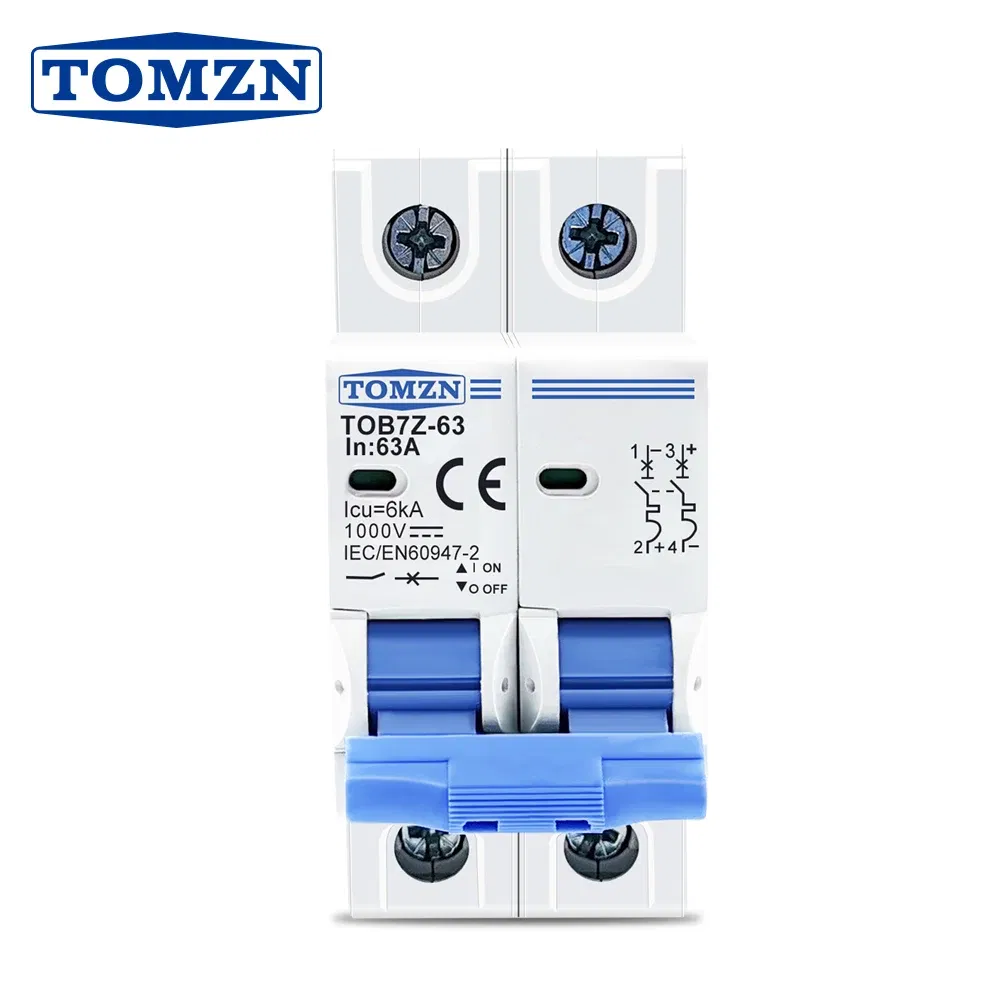 Rated Current: 20A - 2P DC 1000V Solar Mini Circuit Breaker 3A 6A 10A 16A 20A 25A 32A 40A 50A 63A DC MCB for PV System