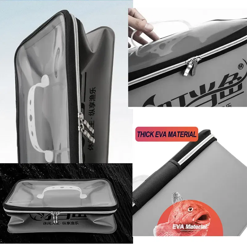 Color: Red - Multifunction EVA Fishing Bag Box Folding Live Fish Bucket 4L 6L 10L 14L Water Container Bags Fishing Tackle Tools Storage Case
