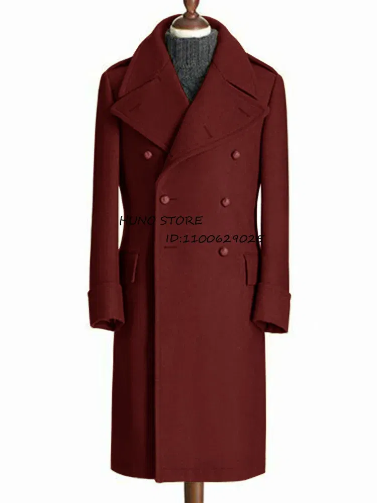Color: ROYAL BLUE, Size: XL - Windbreak Men's Jacket Wool Long Coat Lapel Double Breasted Men's Trench Coats Windbreakers Jackets Man Winter 2023 Martens Male
