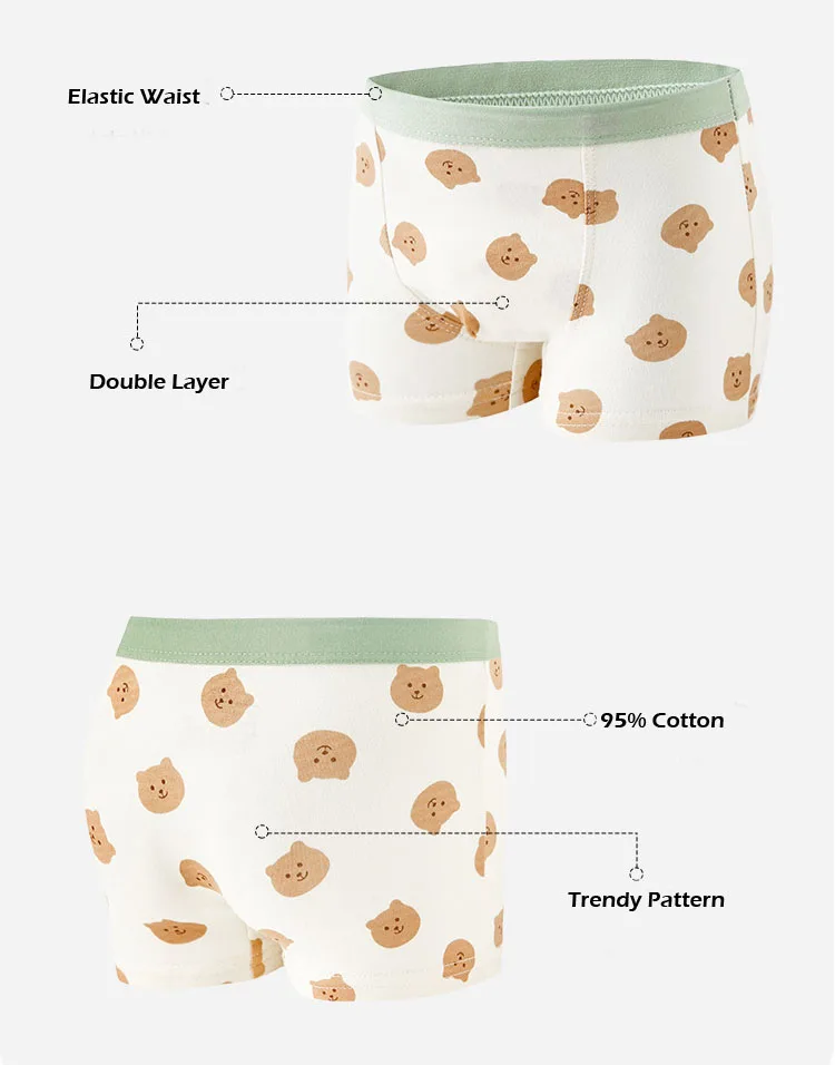 Color: SKY BLUE, Kid Size: 3T - Kids Boys Underwear Spring Newest Baby Underpants Children 4pcs Cotton Briefs Boys Boxer Shorts Baby Underwear