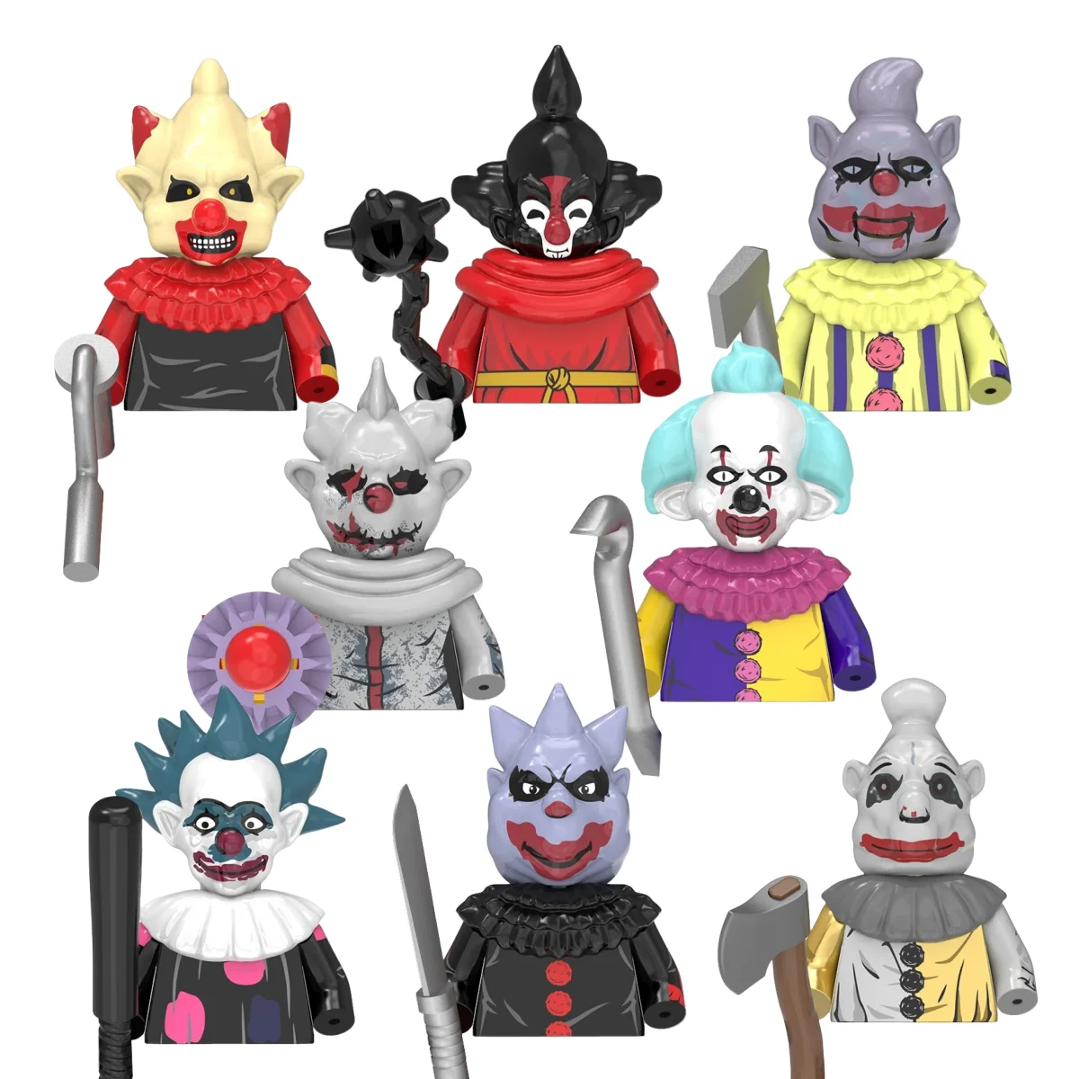 Color: Pink - TP1040 WM6205 G0129 Killer Klowns Mini Action Figure Classic Horror Thriller Movie Series Building Block Model Doll Toy For Gift