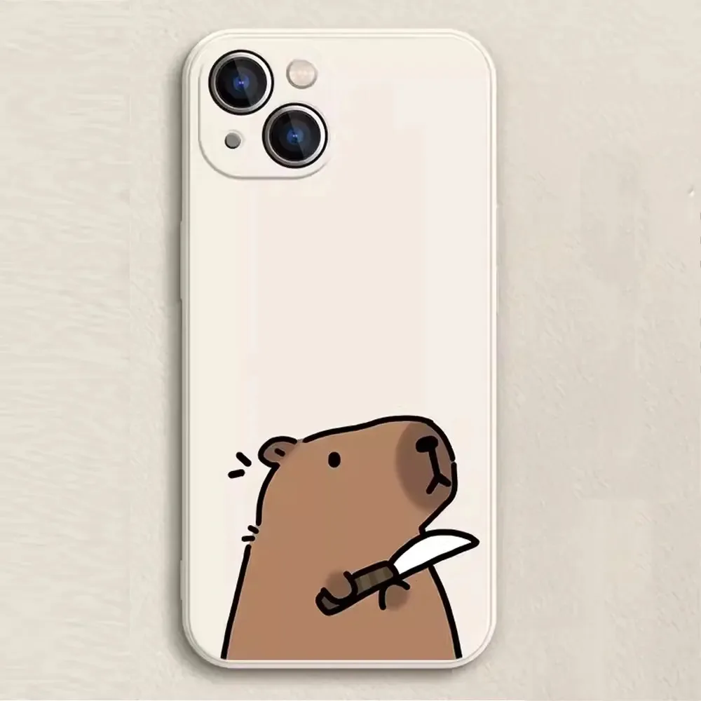 Color: SKY BLUE, Material: PE - Cartoon Animal Capybara Phone Case For Samsung Galaxy S10 S20 S21 S22 S23 S24 FE Plus Ultra Note 20 Couple Paired Silicone Cover