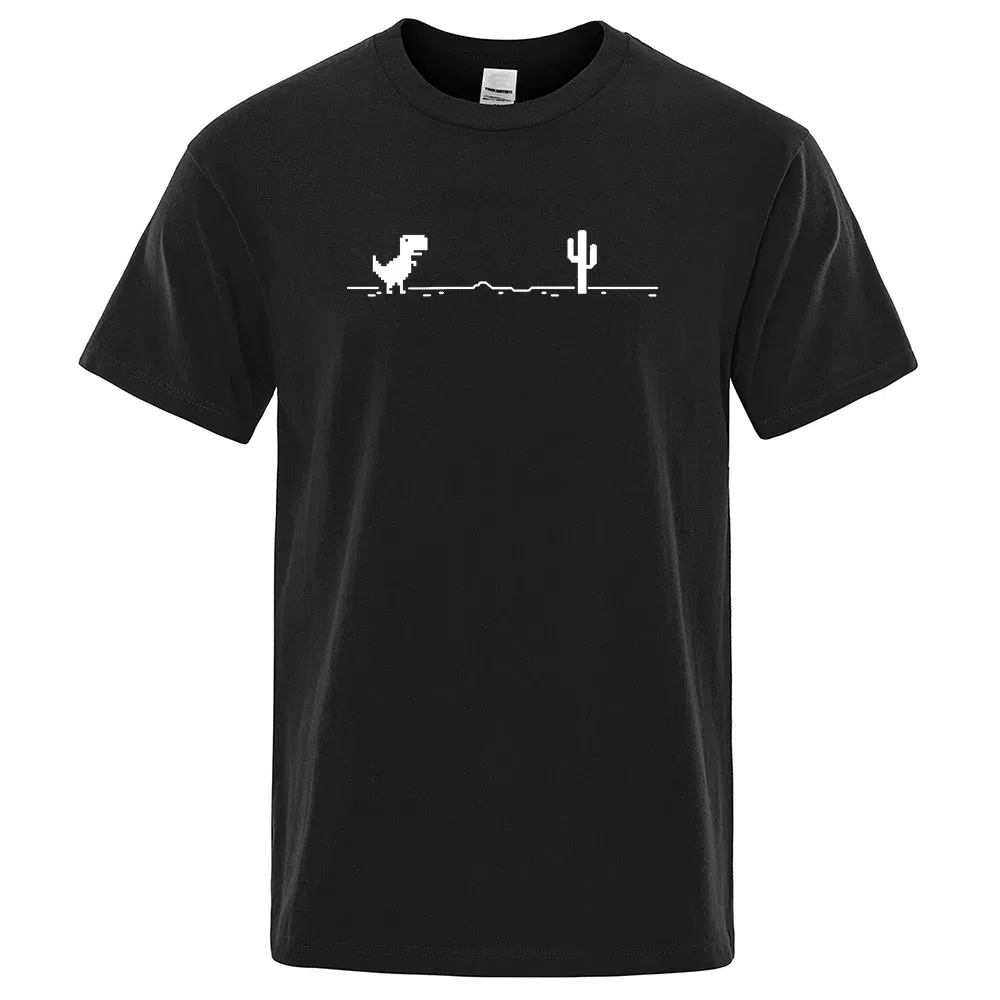 Color: black, Size: M - Mens T-shirts Printed Dinosaur Cactus Funny Tops Summer Cotton T-shirt for Men Casual O-Neck Tee Shirts Streetwear Basic Top